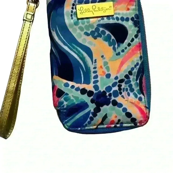 Lilly Pulitzer Tiki Palm Blue Multicolor Wristlet Wallet - Picture 3 of 7